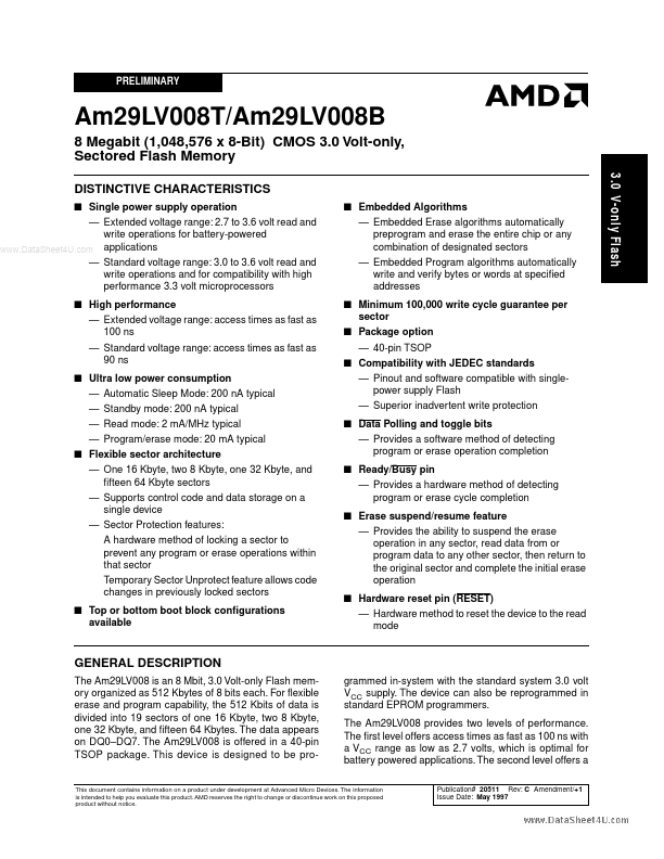 AM29LV008T Advanced Micro Devices