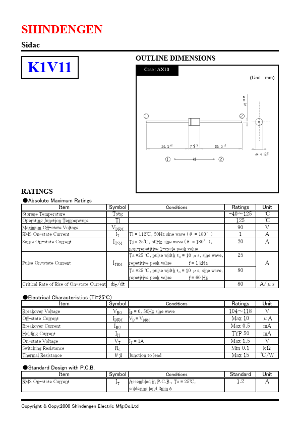 K1V11 Shindengen Mfg.Co.Ltd