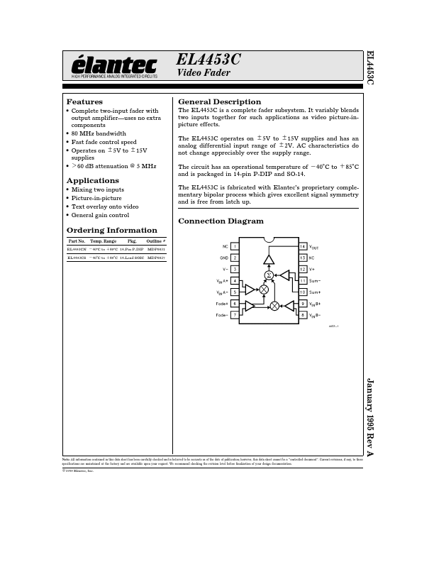 EL4453C Elantec Semiconductor