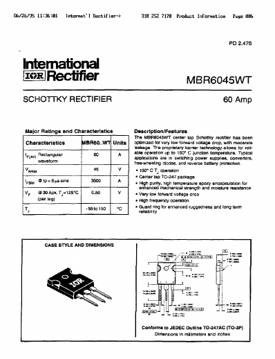 MBR6045WT International Rectifier
