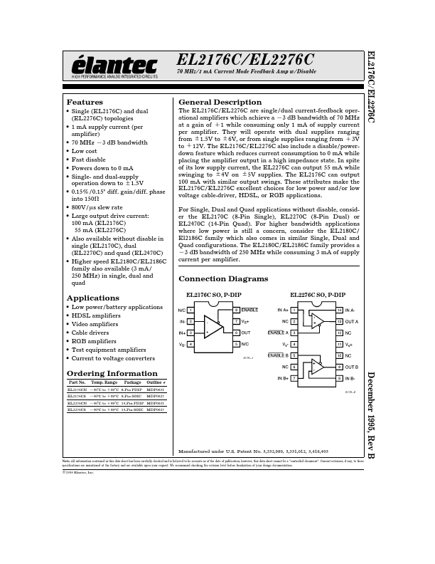 EL2276C Elantec Semiconductor