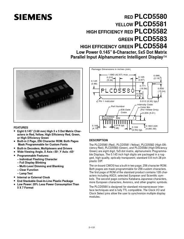 PLCD5580 Siemens Semiconductor