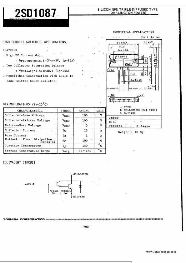 Sd Datasheet Silicon Npn Triple Diffused Darlington Power Transistor