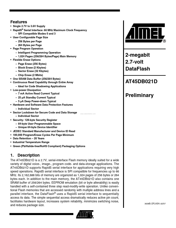 AT45DB021D ATMEL Corporation