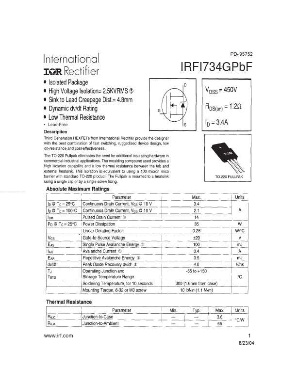 IRFI734GPBF International Rectifier