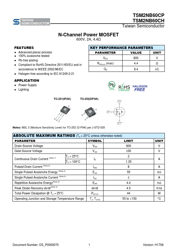 TSM2NB60CP Taiwan Semiconductor