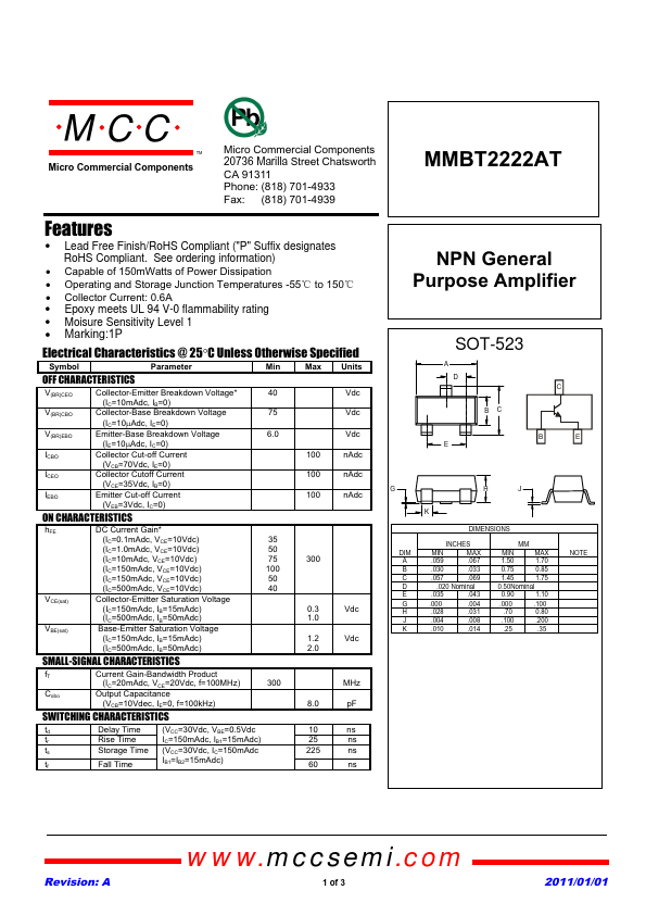 MMBT2222AT Micro Commercial Components