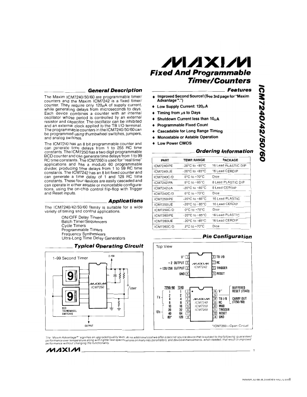 ICM7242 Maxim Integrated Products