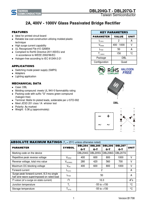 DBL207G-T Taiwan Semiconductor