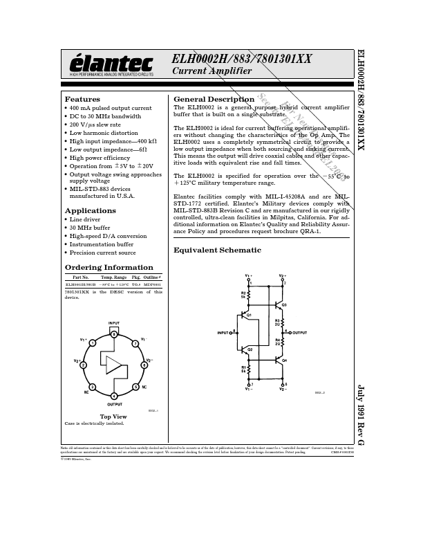 ELH883B Elantec Semiconductor