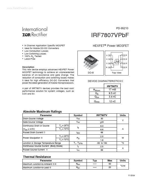 IRF7807VPBF International Rectifier