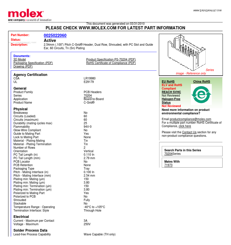 70204-0413 Molex Electronics