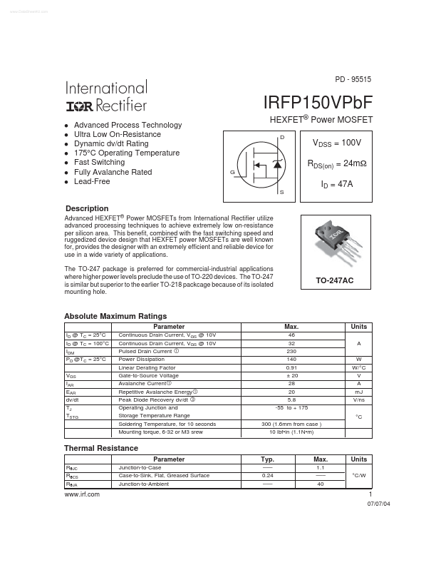 IRFP150VPBF International Rectifier