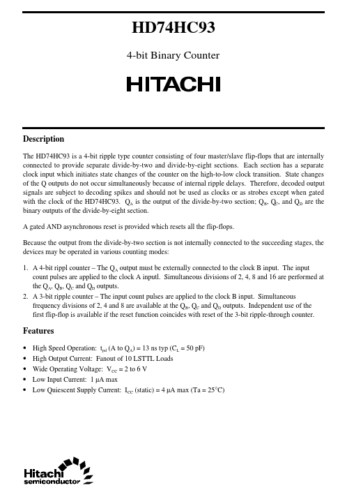 HD74HC93 Hitachi Semiconductor