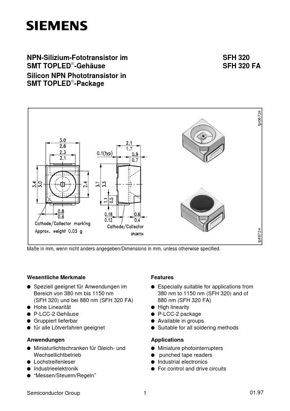 SFH320 Siemens Semiconductor Group
