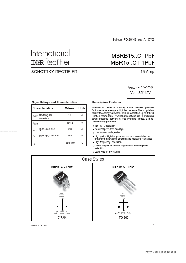 MBR1545CT-1 International Rectifier
