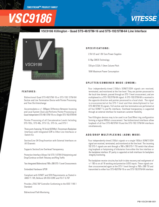 VSC9186 Vitesse Semiconductor