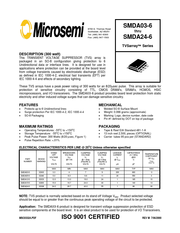 SMDA03-6 Microsemi Corporation