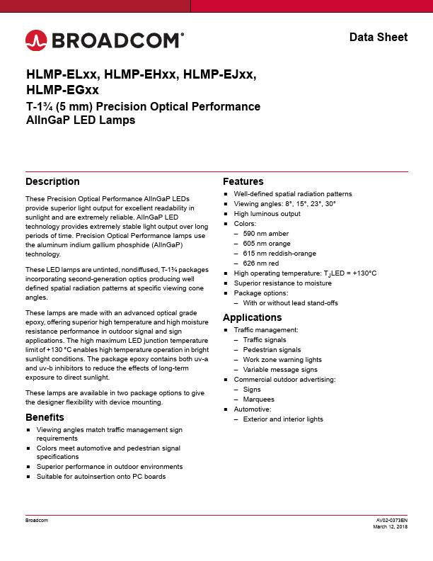 HLMP-EH3B-WX0DD Broadcom