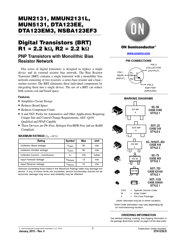 DTA123EE ON Semiconductor