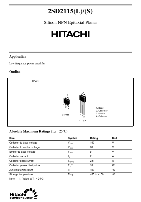 2SD2115S Hitachi Semiconductor