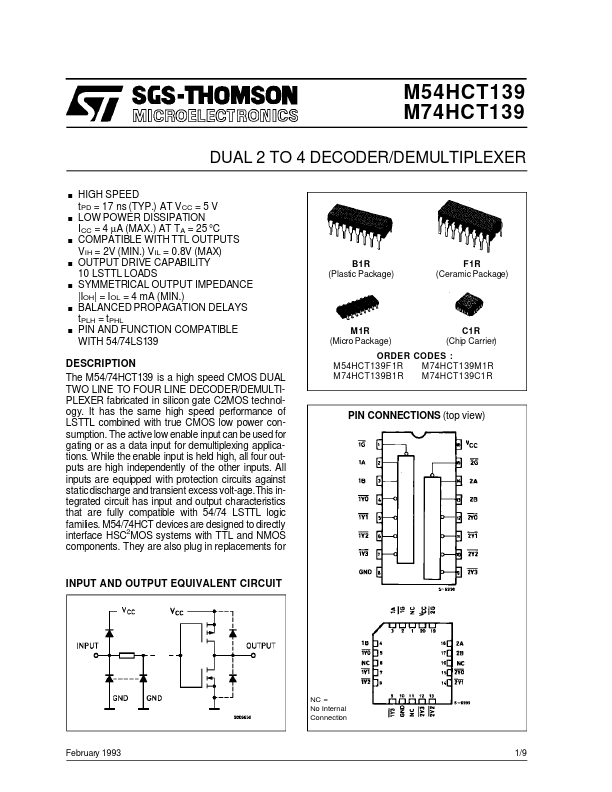 M54HCT139 ST Microelectronics