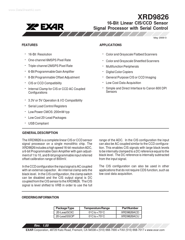 XRD9826 Exar Corporation