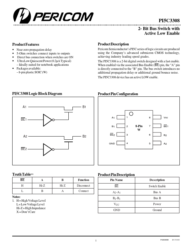 PI5C3308 Pericom Semiconductor