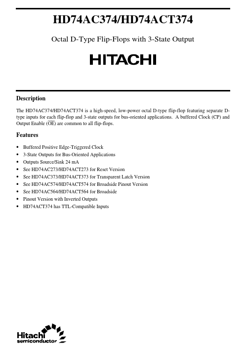 HD74AC374 Hitachi Semiconductor