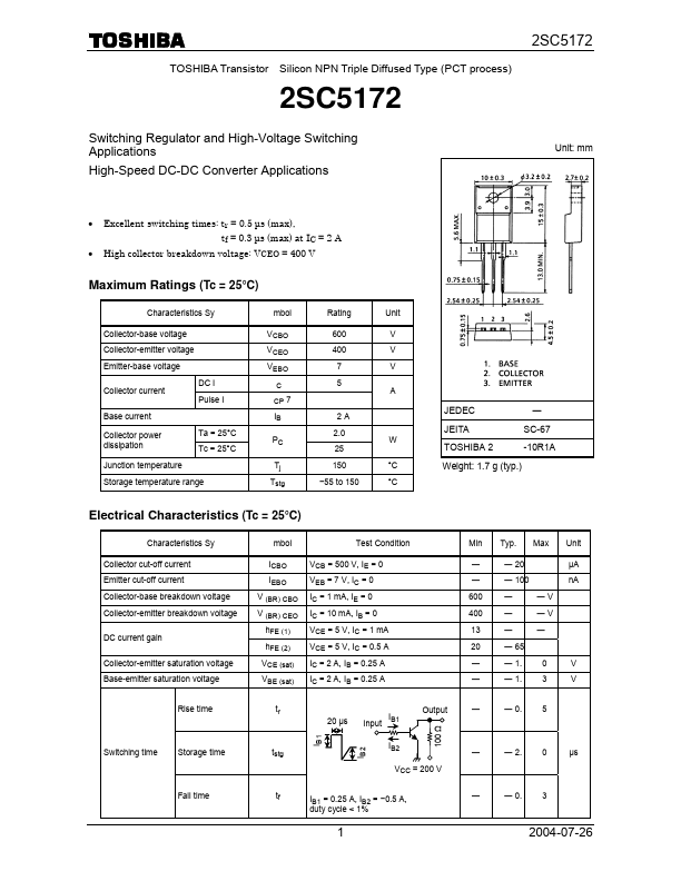 2SC5172 Toshiba Semiconductor