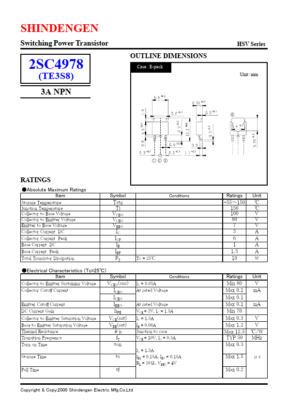 2SC4978 Shindengen Electric Mfg.Co.Ltd