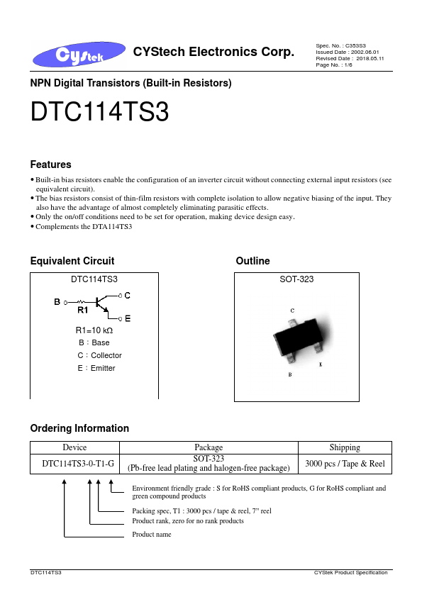 DTC114TS3 CYStech