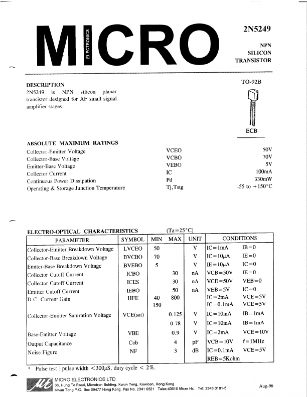2N5249 Micro Electronics