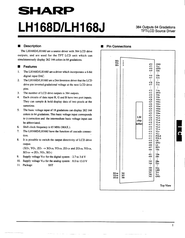 LH168J Sharp Electrionic Components