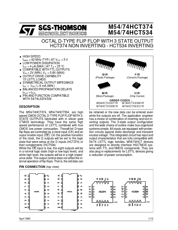 M74HCT374 ST Microelectronics
