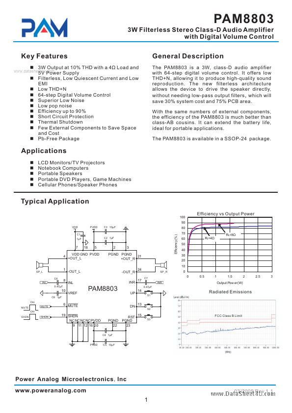 PAM8803 Power Analog Micoelectronics