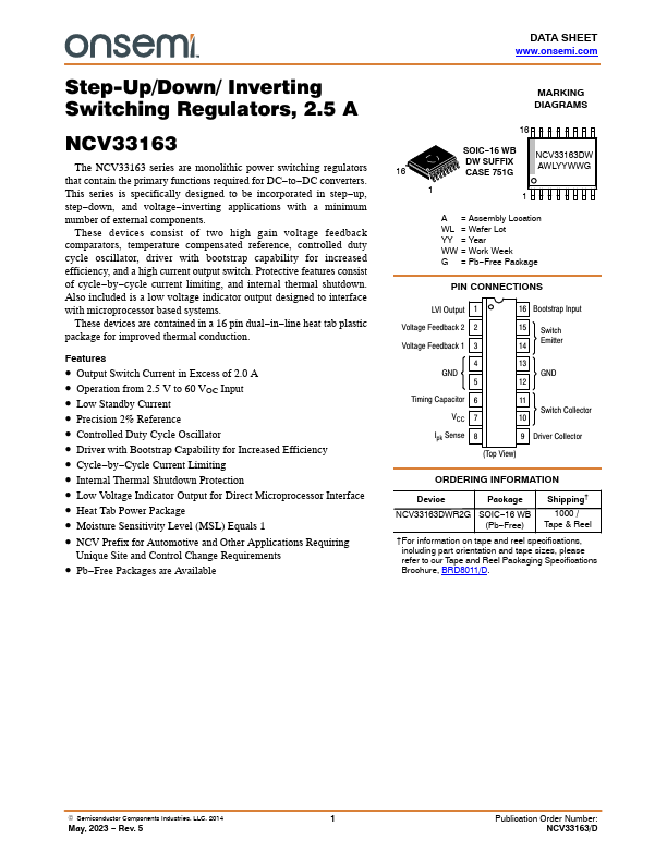NCV33163 ON Semiconductor