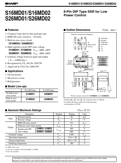 S26MD02 Sharp Electrionic Components