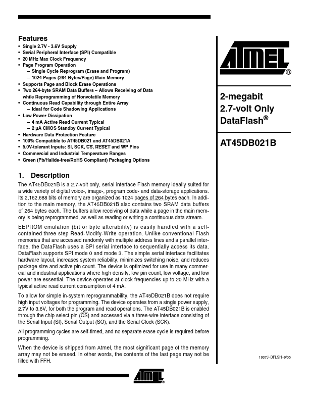 AT45DB021B ATMEL Corporation
