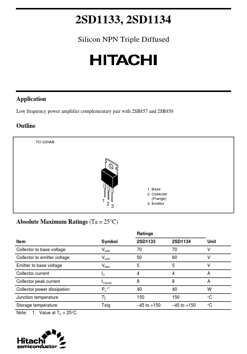 2SD1133 Hitachi Semiconductor