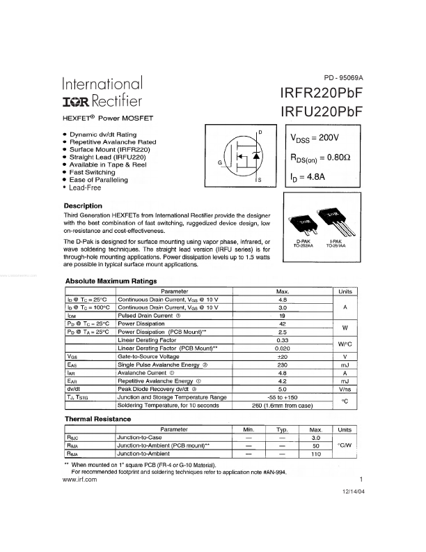 IRFU220PBF International Rectifier