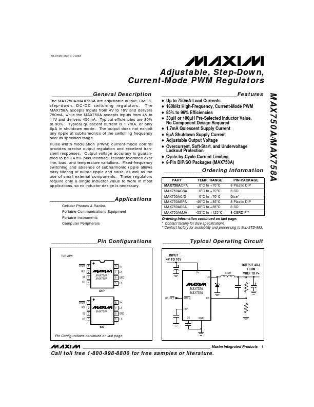 MAX750A Maxim Integrated