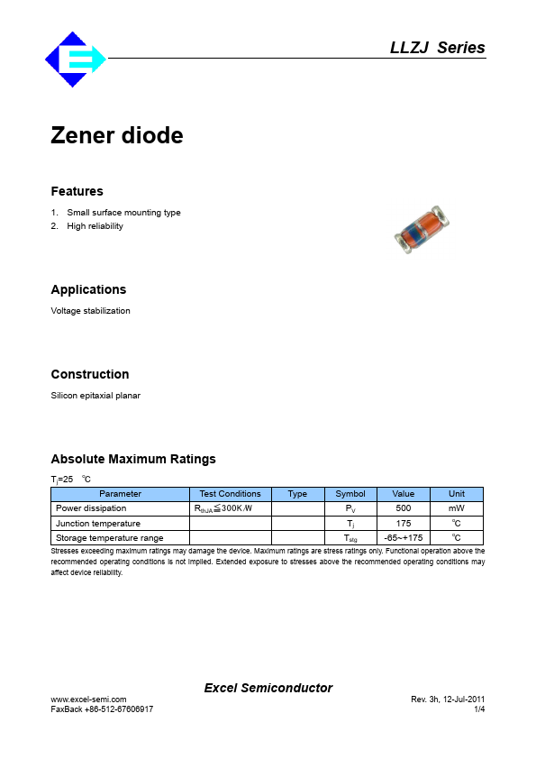 LLZJ7.5 Excel Semiconductor
