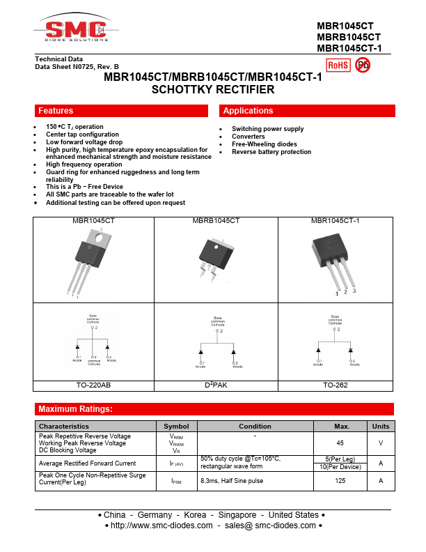 MBRB1045CT SMC-DIODE