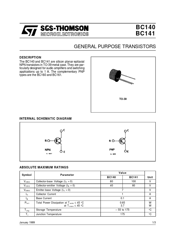 BC140 STMicroelectronics