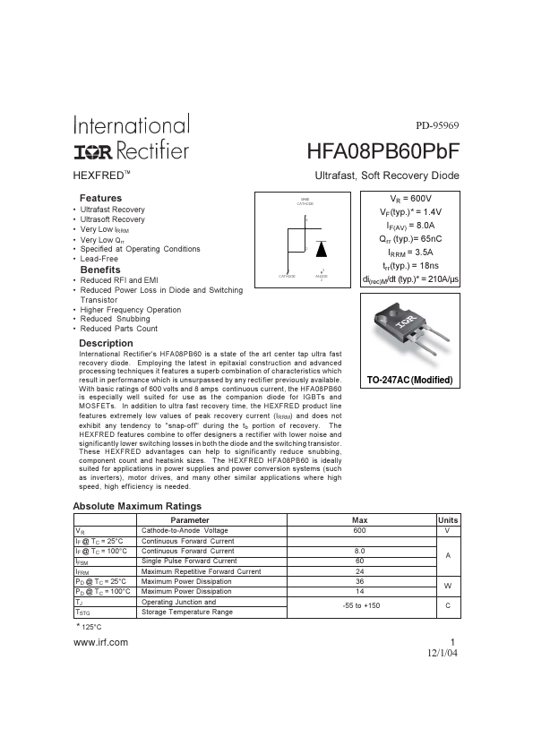 HFA08PB60PBF International Rectifier