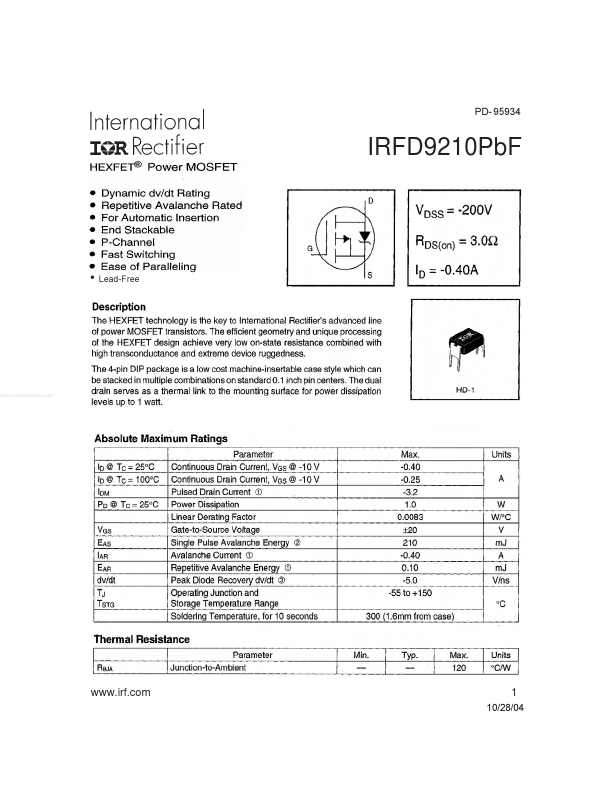 IRFD9210PBF International Rectifier
