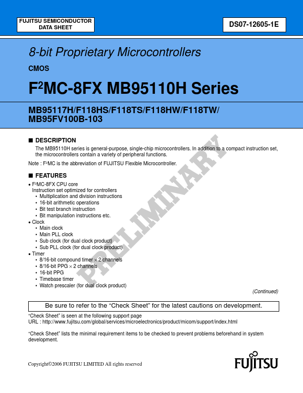 MB95F118TW Fujitsu Media Devices