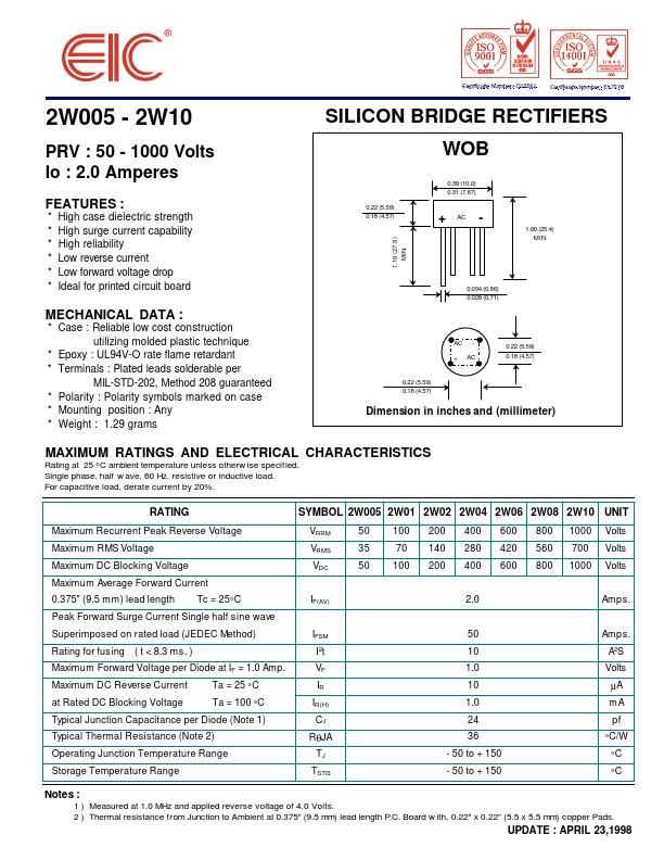 2W005 EIC discrete Semiconductors
