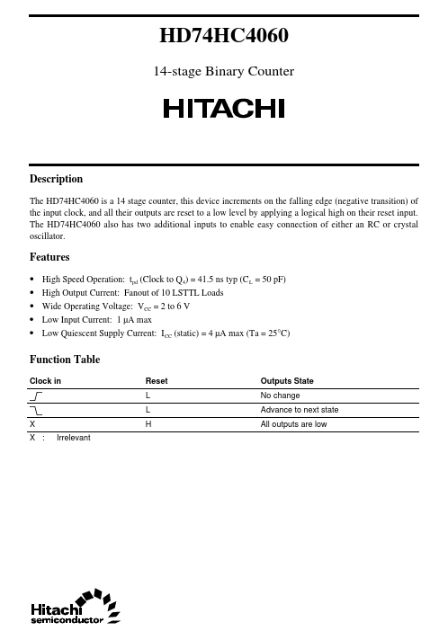 HD74HC4060 Hitachi Semiconductor